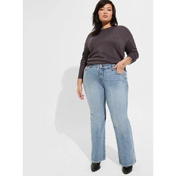 Torrid Women's Sparkle Knit Gray Drop Shoulder Sweatshirt, 2, 2X, 18-20 - Picture 4 of 7